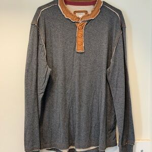 Carbon 2 Cobalt Men's Gray and Brown Henley Shirt